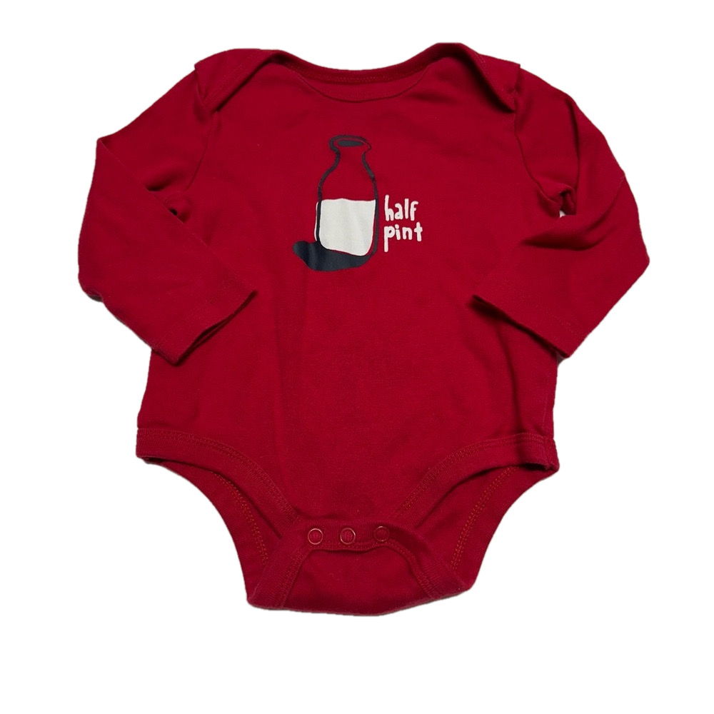 10/20$ baby red long sleeve bodysuit/onesie size 6-12 months